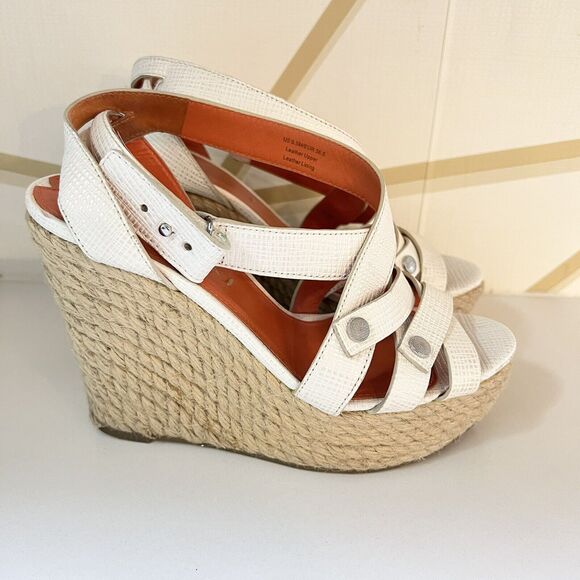 VIA SPIGA Karla White Leather Wedge Platform Heels Espadrilles Size 5.5 / 36.5 - Picture 3 of 10